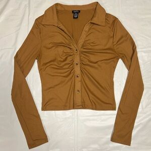 Rue21 Camel Button-Down Ribbed Shirt